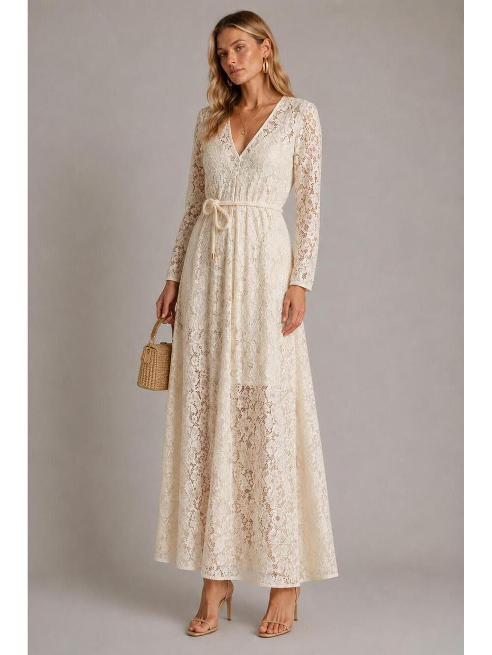 Zimmermann Matchmaker Lace Sheath Dress Cream Long Sleeve Size S US 4 | NWT